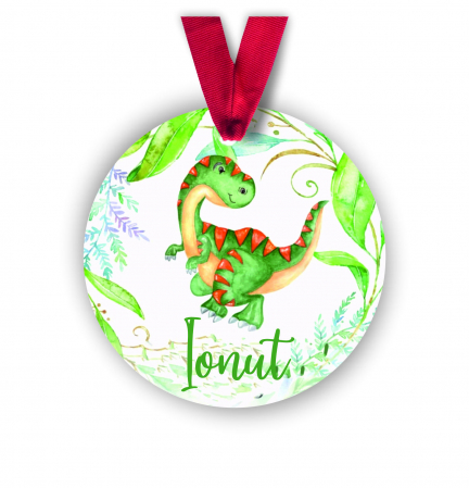 Globuri Personalizate  - Glob personalizat cu nume dinozaur verde 8 cm