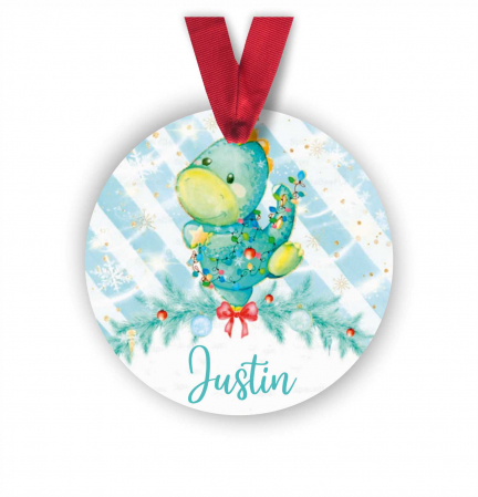 Globuri Personalizate  - Glob personalizat cu nume dinozaur turcoaz 8 cm