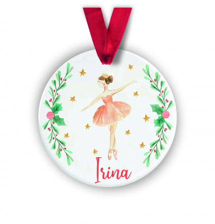 Globuri Personalizate  - Glob personalizat cu nume balerina festiva 8 cm