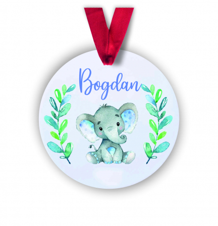 Globuri Personalizate  - Glob personalizat cu nume elefant baiat 8 cm