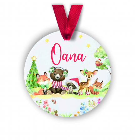 Globuri Personalizate  - Glob personalizat cu nume animale festive 8 cm