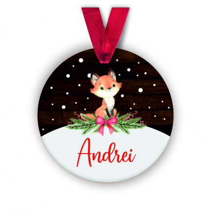 Globuri Personalizate  - Glob personalizat cu nume vulpe festiva 8 cm
