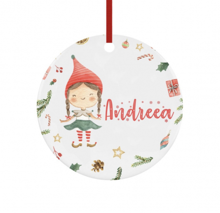 Globuri Personalizate  - Glob personalizat cu nume spiridus fetita 8 cm