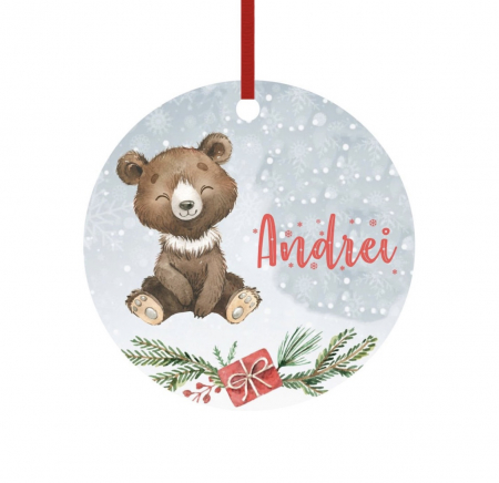 Globuri Personalizate  - Glob personalizat cu nume ursulet 8 cm