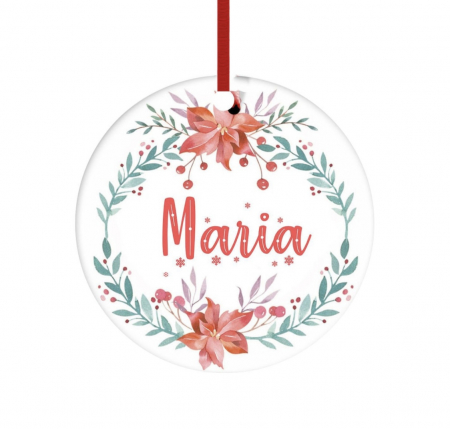 Globuri Personalizate  - Glob personalizat cu nume coronita de Craciun 8 cm
