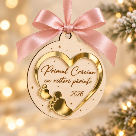 Globuri Personalizate  - Glob de Craciun „Primul Craciun ca viitori parinti”
