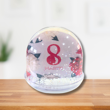 Accesorii de birou - Glob personalizat de birou cu poza si mesaj Bujori