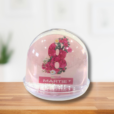 Accesorii de birou - Glob personalizat de birou cu poza si mesaj Flori roz