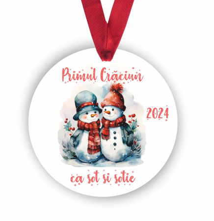Globuri Personalizate  - Glob personalizat Primul Craciun casatoriti Oameni de zapada