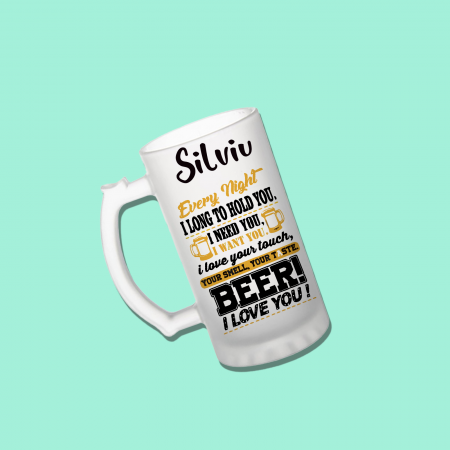 Halbe - Halba de bere personalizata cu mesaj Beer I love you 700ml