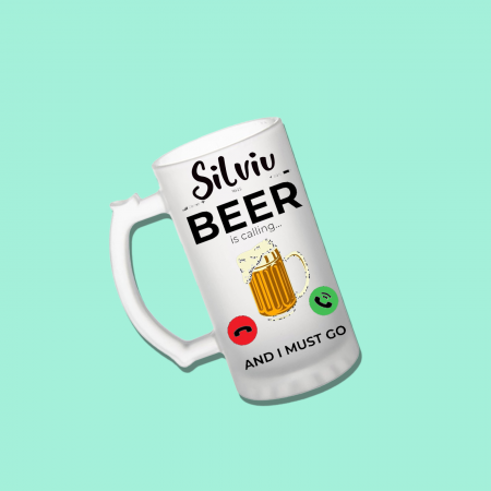 Halbe - Halba de bere personalizata cu mesaj Beer is calling 700ml