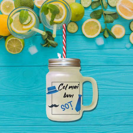 Halbe cu pai - Halba personalizata cu pai cu mesaj 360 ml