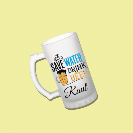Halbe - Halba de bere personalizata cu mesaj Save water 700ml
