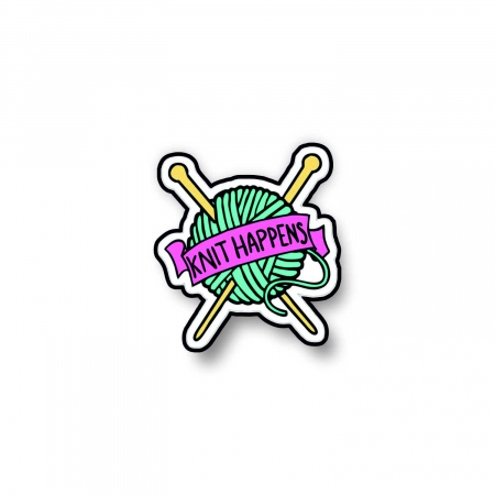 Insigne/Brose - Insigna personalizata cu brosa Knit happens yarn
