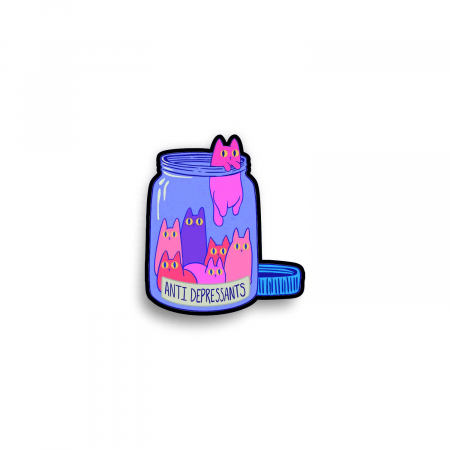 Insigne/Brose - Insigna personalizata cu brosa Antidepressants cats