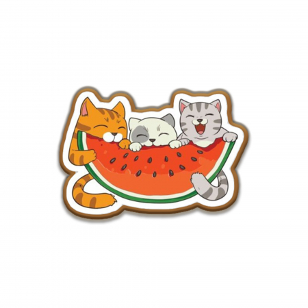 Insigne/Brose - Insigna personalizata cu brosa Cats eating watermelon