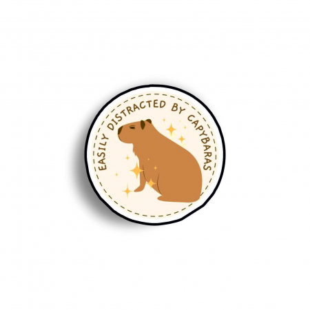 Insigne/Brose - Insigna personalizata cu brosa Easily distracted by capybaras