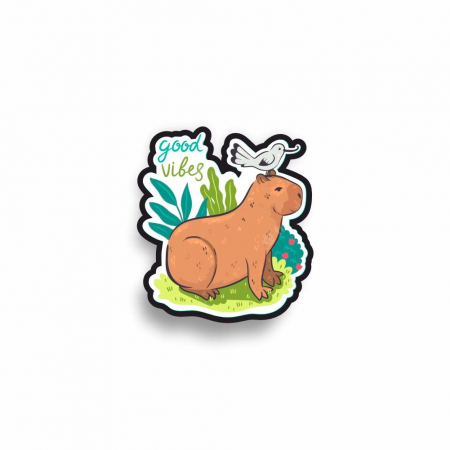 Insigna personalizata cu brosa Capybara good vibes