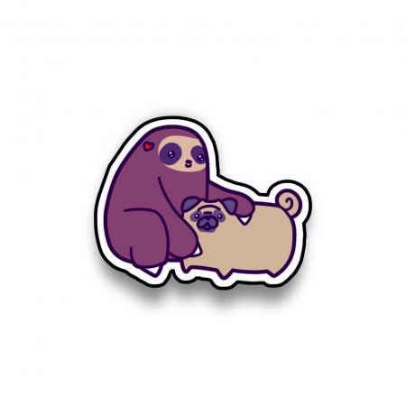 Insigne/Brose - Insigna personalizata cu brosa Sloth with pug