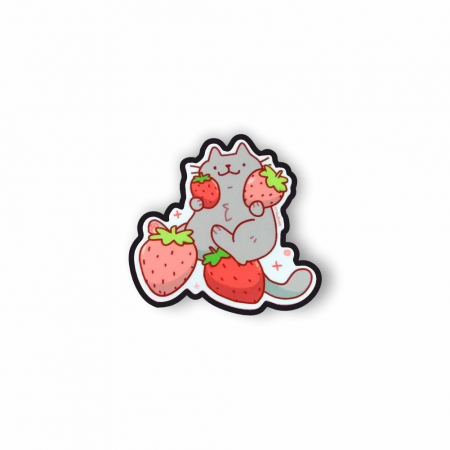 Insigne/Brose - Insigna personalizata cu brosa Grey with strawberries