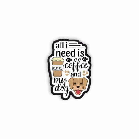 Insigne/Brose - Insigna personalizata cu brosa Coffee and dog