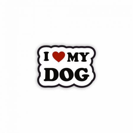 Insigna personalizata cu brosa I love my dog