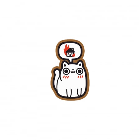 Insigne/Brose - Insigna personalizata cu brosa House on fire Cat