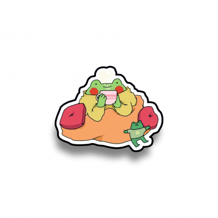 Insigne/Brose - Insigna personalizata cu brosa Frog drinking tea