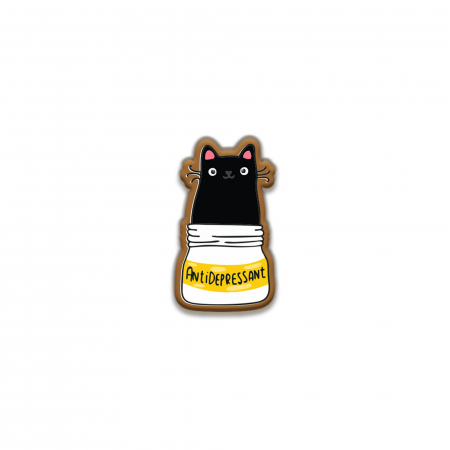 Insigne/Brose - Insigna personalizata cu brosa Antidepressant Cat