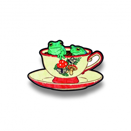 Insigne/Brose - Insigna personalizata cu brosa Frogs in a cup