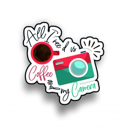 Insigne/Brose - Insigna personalizata cu brosa All I need is coffee and my camera