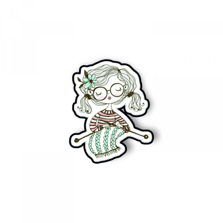 Insigne/Brose - Insigna personalizata cu brosa Knitting girl