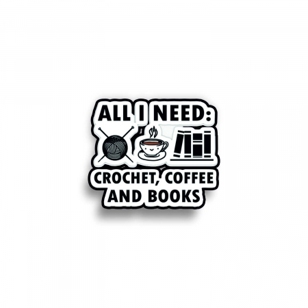 Insigne/Brose - Insigna personalizata cu brosa Crochet coffee books