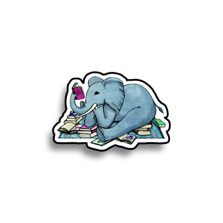 Insigne/Brose - Insigna personalizata cu brosa Elephant reading