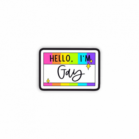 Insigne/Brose - Insigna personalizata cu brosa Hello, I'm gay