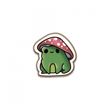 Insigne/Brose - Insigna personalizata cu brosa Green Mushroom Frog