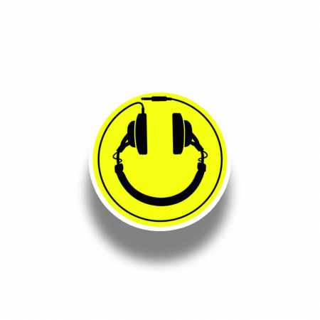 Insigne/Brose - Insigna personalizata cu brosa Headphone smile