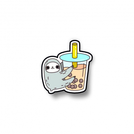 Insigne/Brose - Insigna personalizata cu brosa Sloth bubble tea