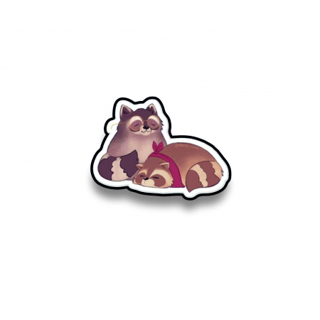 Insigne/Brose - Insigna personalizata cu brosa Raccoons sleeping