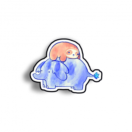 Insigne/Brose - Insigna personalizata cu brosa Sloth on elephant