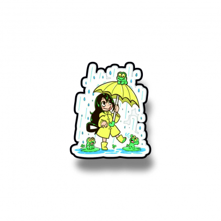 Insigne/Brose - Insigna personalizata cu brosa Girl with frogs in the rain