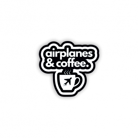 Insigne/Brose - Insigna personalizata cu brosa Airplanes and coffee