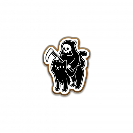 Insigne/Brose - Insigna personalizata cu brosa Death on a cat
