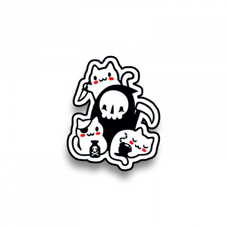 Insigna personalizata cu brosa Death with cats