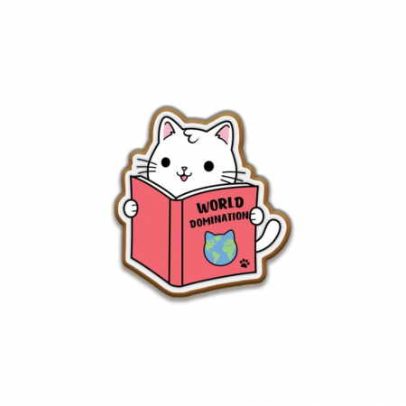 Insigne/Brose - Insigna personalizata cu brosa World Domination Cat