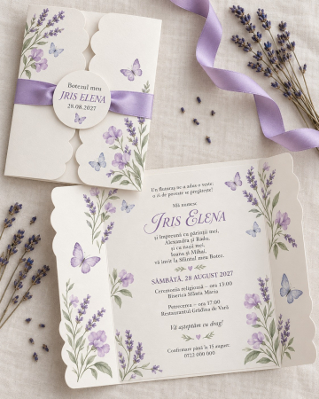 Invitatii botez - Invitatie botez fetita „Parfum de Lavanda”