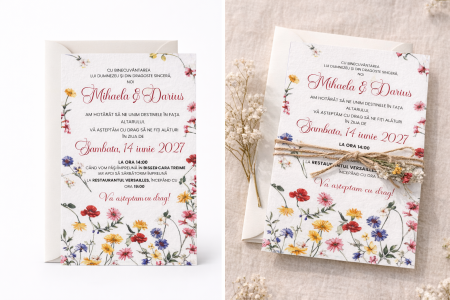 Invitatii nunta - Invitatie nunta A6 – Rustic White