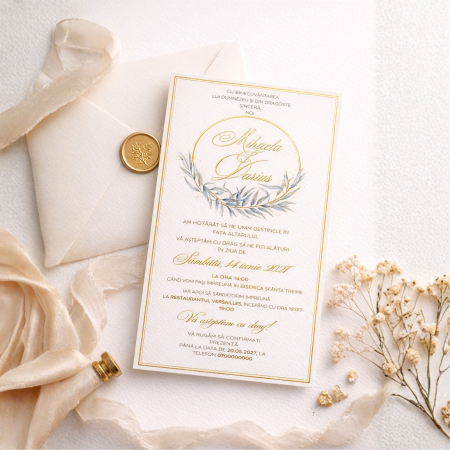 Invitatii nunta - Invitatie de nunta A6 folio auriu
