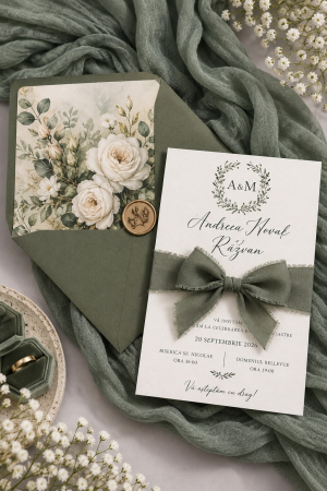 Invitatii nunta - Invitatie de nunta Sage Romance