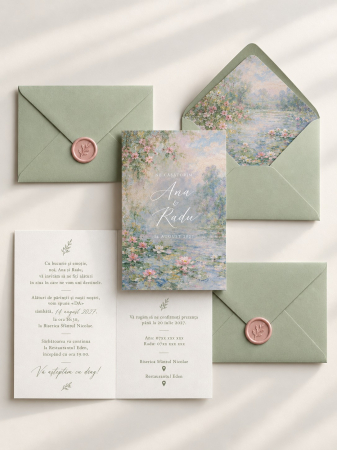 Invitatii nunta - Invitatie de nunta Monet Garden